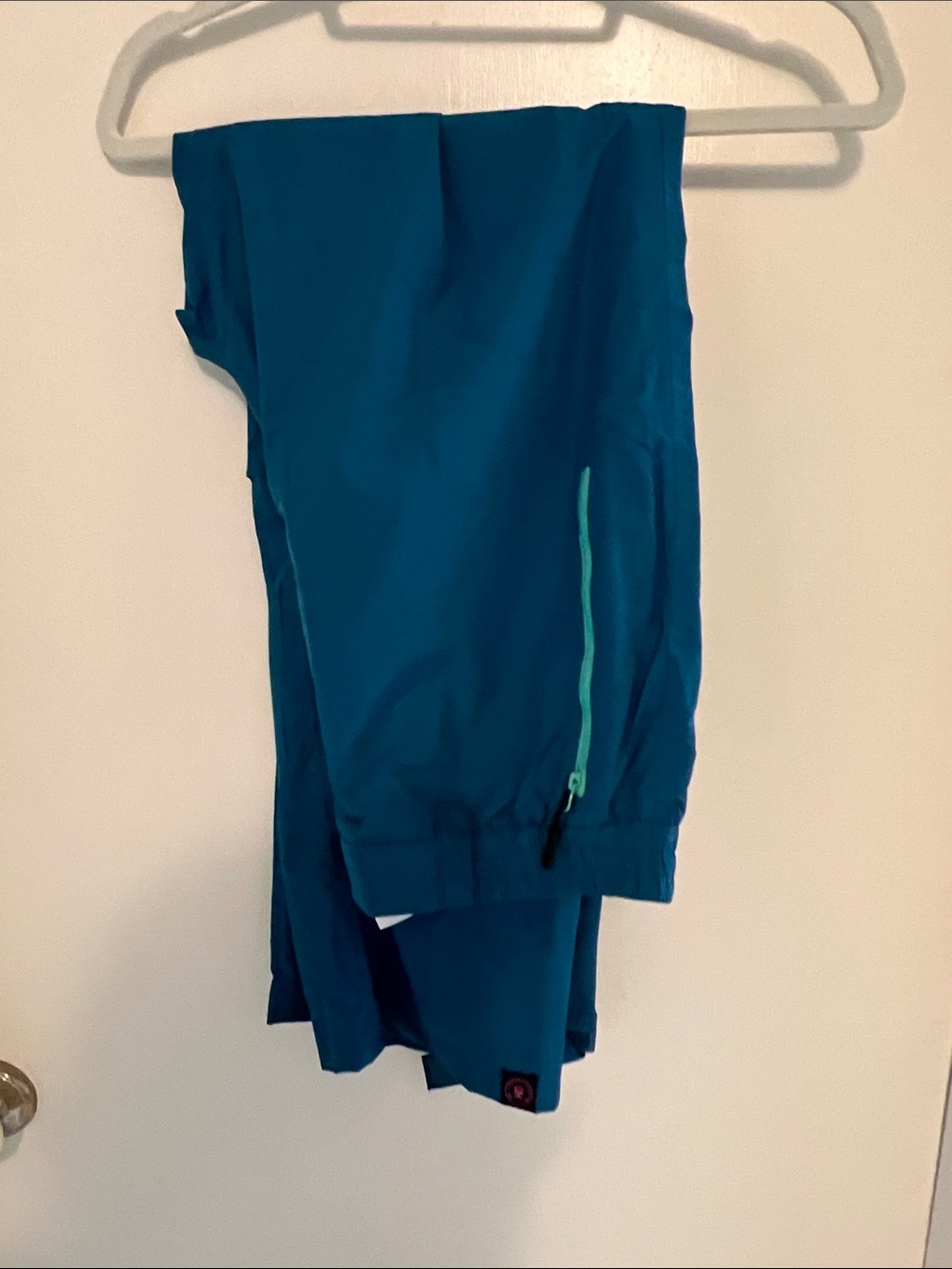 Women's Straight Leg Rain Pants in Teal with Contrast Zip